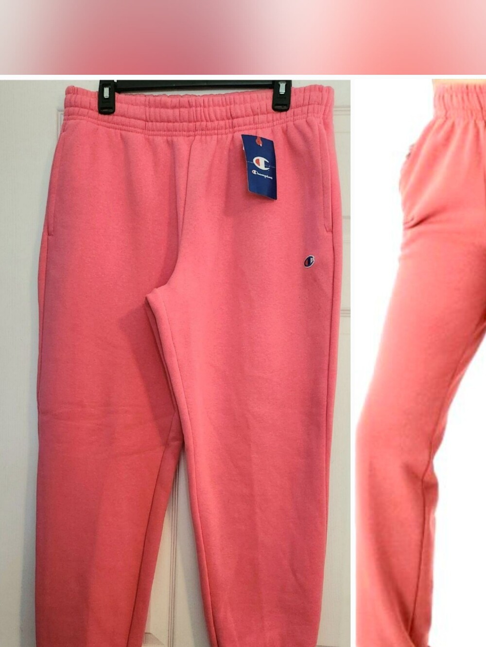 NEW. Champion Powerblend Coral Pink Fleece Joggers Boyfriend Sweatpants